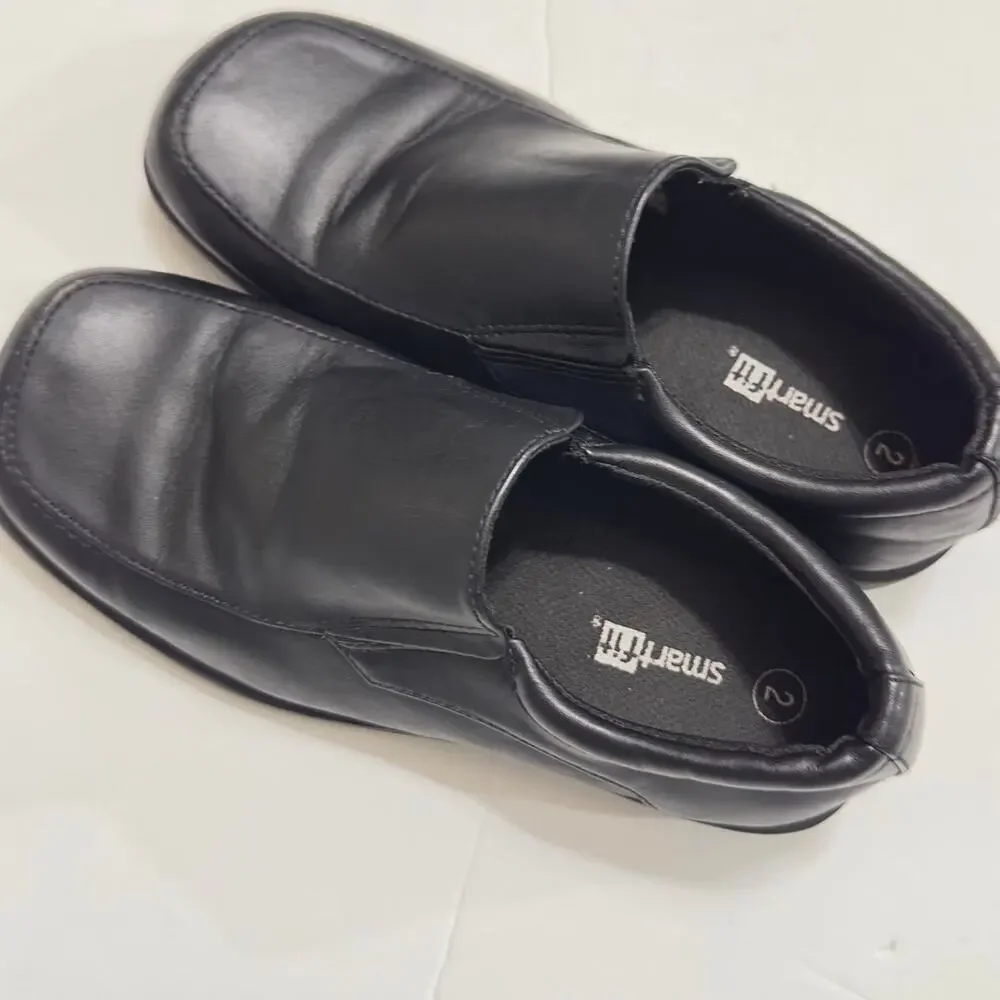 SmartFit Black Slip On Dress Shoes Boys Youth Size 2